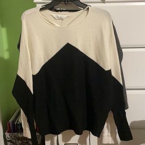 Winter Luxury Black and White Colorblock Sweater (NEW W/ TAGS)